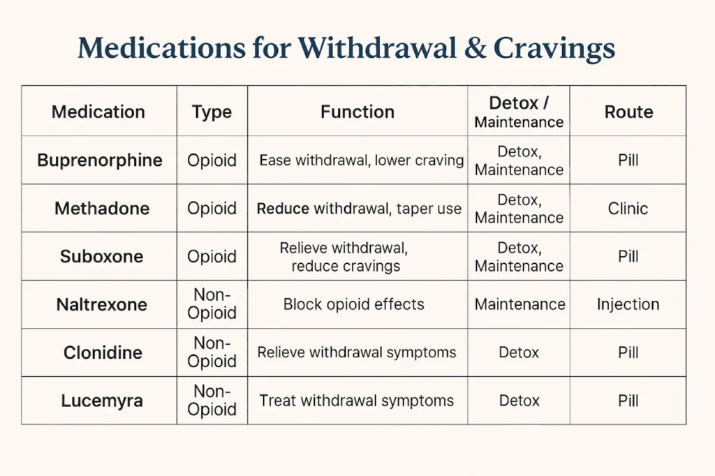 Medications for heroin withdrawal and cravings